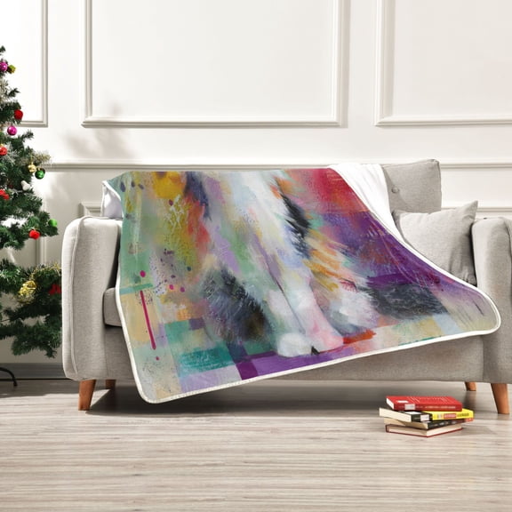 50x60 inch Crystal Fleece & Arctic Fleece Blanket Soft Bed Throws for Home or Camping Charming Fluffy Cat