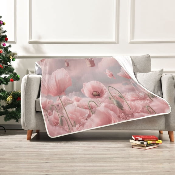 50x60 inch Crystal Fleece & Arctic Fleece Blanket Soft Bed Throws for Home or Camping Clouds and Hot Air Balloons