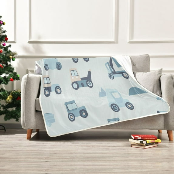 50x60 inch Crystal Fleece & Arctic Fleece Blanket Soft Bed Throws for Home or Camping Construction Vehicles