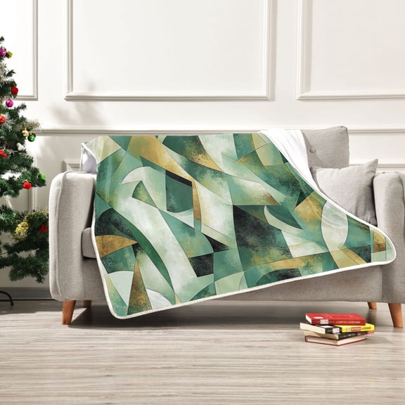 50x60 inch Crystal Fleece & Arctic Fleece Blanket Soft Bed Throws for Home or Camping Cubist Geometric Shapes