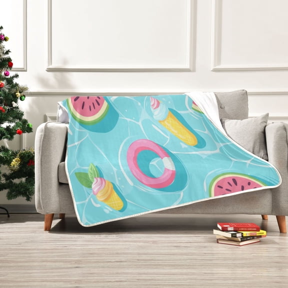 50x60 inch Crystal Fleece & Arctic Fleece Blanket Soft Bed Throws for Home or Camping Cute Pool Background