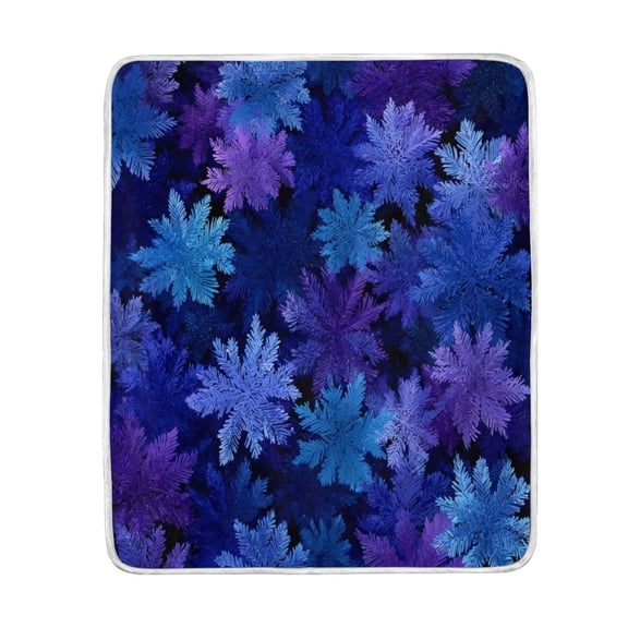 50x60 inch Crystal Fleece & Arctic Fleece Blanket Soft Bed Throws for Home or Camping Deep Indigo Snowflakes