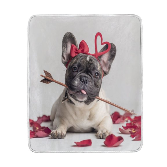 50x60 inch Crystal Fleece & Arctic Fleece Blanket Soft Bed Throws for Home or Camping Dog with An Arrow in Mouth