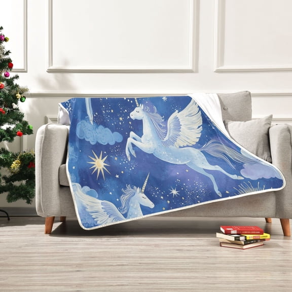 50x60 inch Crystal Fleece & Arctic Fleece Blanket Soft Bed Throws for Home or Camping Enchanting Unicorn Pattern