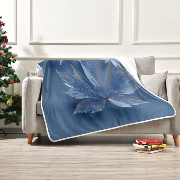 50x60 inch Crystal Fleece & Arctic Fleece Blanket Soft Bed Throws for Home or Camping Glass Mapleleaves