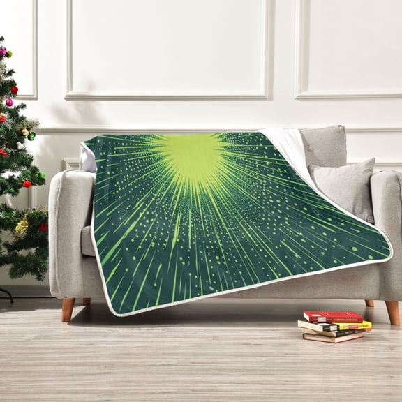 50x60 inch Crystal Fleece & Arctic Fleece Blanket Soft Bed Throws for Home or Camping Green Lightning Bolts
