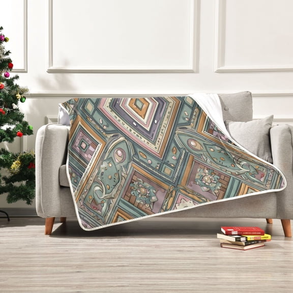 50x60 inch Crystal Fleece & Arctic Fleece Blanket Soft Bed Throws for Home or Camping Intricate Brown Batik Pattern