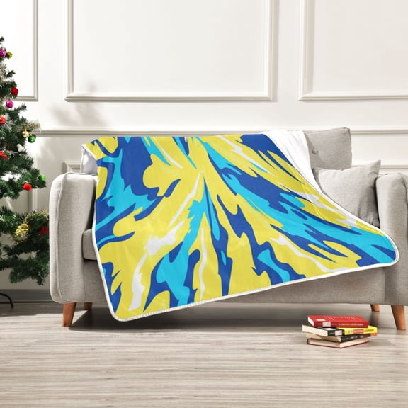50x60 inch Crystal Fleece & Arctic Fleece Blanket Soft Bed Throws for Home or Camping Lightning Bolt Pattern