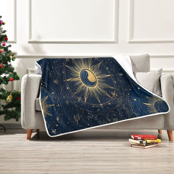 50x60 inch Crystal Fleece & Arctic Fleece Blanket Soft Bed Throws for Home or Camping Mysterious Celestial Pattern