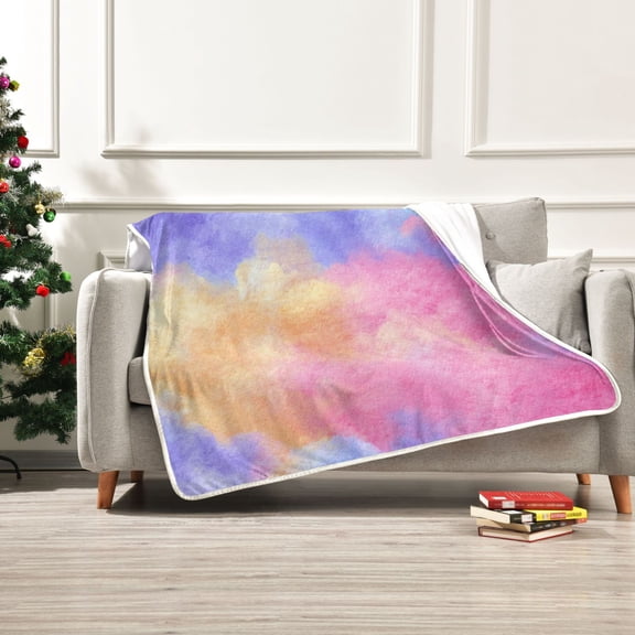 50x60 inch Crystal Fleece & Arctic Fleece Blanket Soft Bed Throws for Home or Camping Tie-dye Clouds Pattern