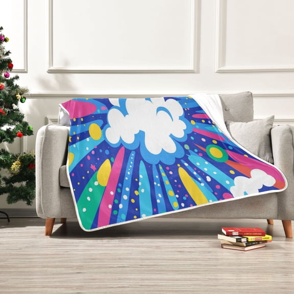 50x60 inch Crystal Fleece & Arctic Fleece Blanket Soft Bed Throws for Home or Camping Vibrant Clouds