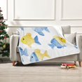 thumbnail image 1 of 50x60 inch Crystal Fleece & Arctic Fleece Blanket Soft Bed Throws for Home or Camping Watercolor Blue and Yellow Fish, 1 of 7