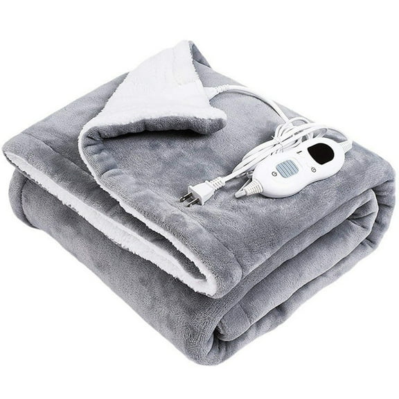 50x60in Flannel Heated Blanket Winter Plush Electric Blanket for Office Home Balcony Heating Blanket Electric Mattress Heating Pad High-Grade Gray
