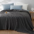thumbnail image 1 of Striped Blanket 280GMS, Premium Faux Fur Touch Ribbed Throw for Sofa & Bed, Cozy Gift for Adults & Friends, 80x90in, Dark gray, 1 of 4