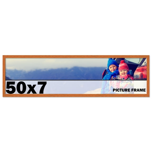 50x7 Frame Honey Pecan Brown Picture Frame - Modern Photo Frame Includes UV Acrylic Shatter Guard