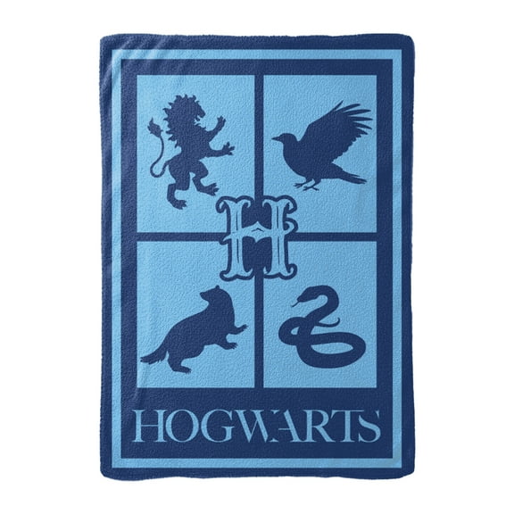 Harry Potter Throw Blanket 50x70  Hogwarts House Mascots Cozy Throw, Soft Feather Yarn, Official Wizarding World Gift