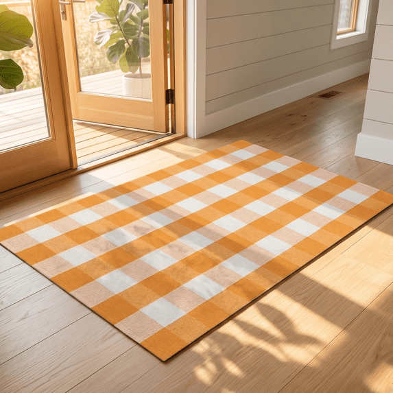 50x80cm Plaid Doormat for Front Door - Handwoven Cotton Blend Entryway Mat Washable Rug for Porch Home Decor Indoor Outdoor Use