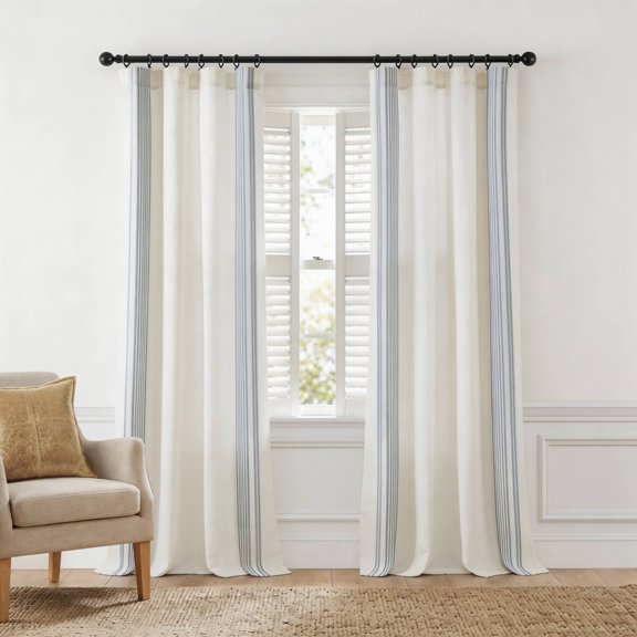 50x84" 2 Window Panels with 16 Rings,White/Blue