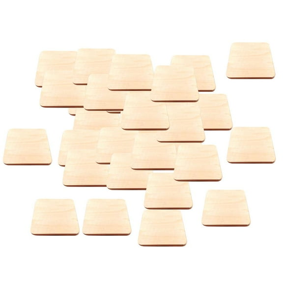 50xBlank Wood Pieces Wooden Squares Cutout Tiles 4x4cm