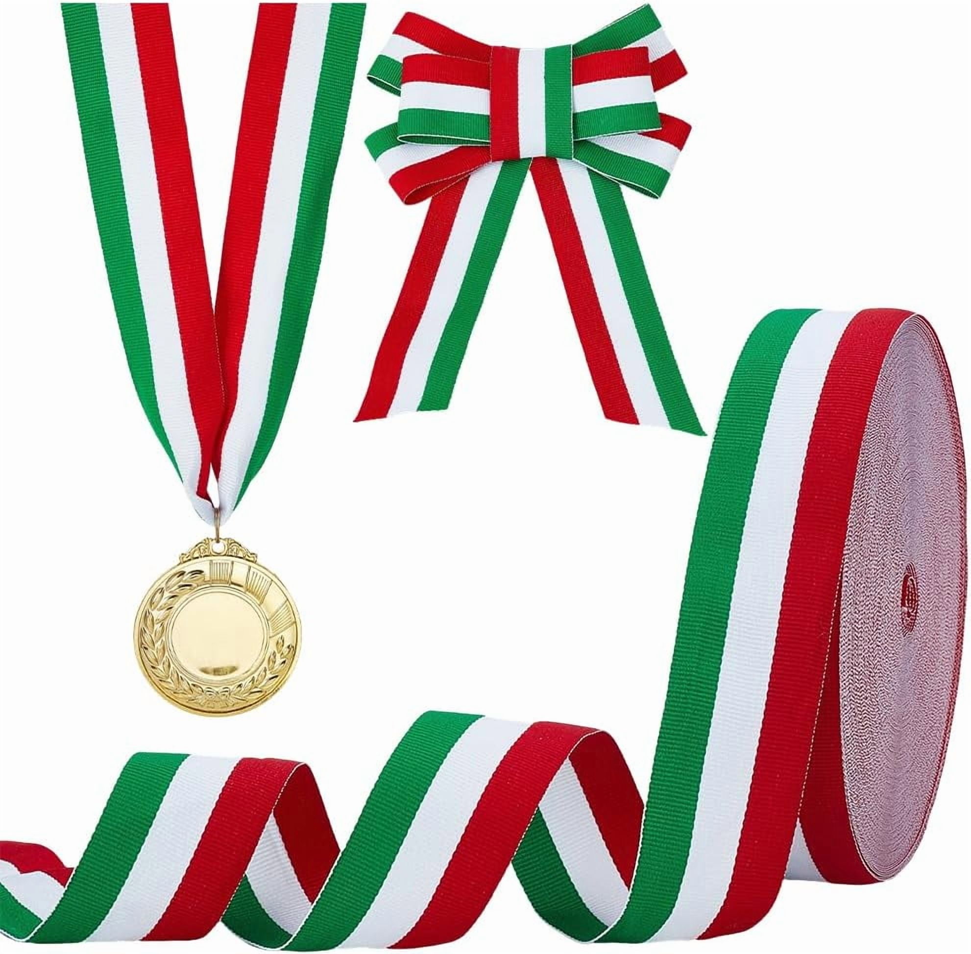 50yards PH 1.57 Inch Stripes Ribbon 50 Yards Red White Green Grosgrain Ribbon Italian Flag Patriotic Double Face Striped Ribbon for Gift Wrapping Crafts Party Christmas Decoration colorful DIY