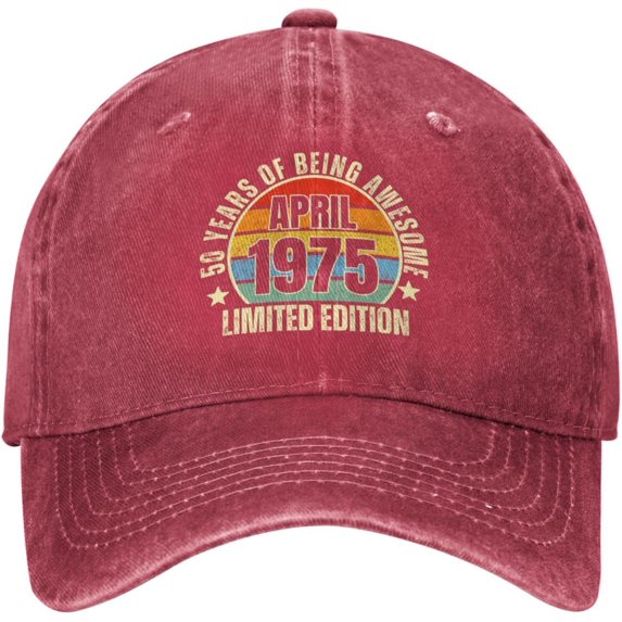 50yr Birthday Aprily 1975 Limited Edition 50th Hat Denim Baseball Cap