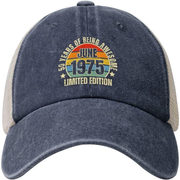 50yr Birthday June 1975 Limited Edition 50th Hat Denim Baseball Cap