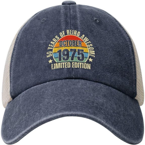 50yr Birthday October 1975 Limited Edition 50th Hat Denim Baseball Cap