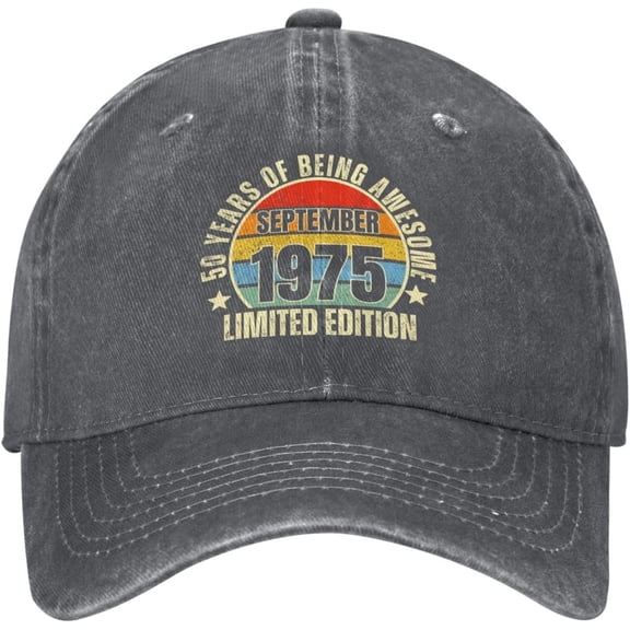 50yr Birthday September 1975 Limited Edition 50th Hat Denim Baseball Cap