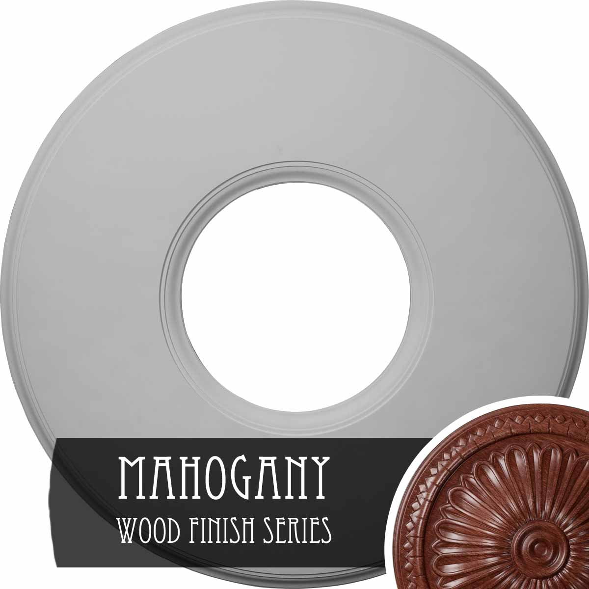 51 1/8"OD x 19 7/8"ID x 2"P Deco Ceiling Medallion (Fits Canopies up to 19 7/8"), Hand-Painted Red Mahogany