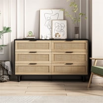 51.18"6-Drawers Rattan Storage Cabinet Rattan Drawer,for Bedroom,Living Room