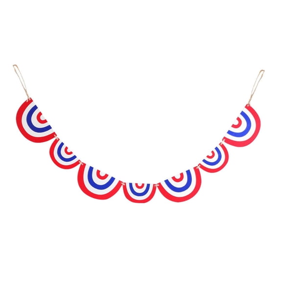 51.18 Inch Patriotic Fan Shaped Hanging Decor, Felt Circular Pattern Craft, Wall Tapestry for Fireplace Mantle, Farmhouse Layout and Independence Day Party Decor