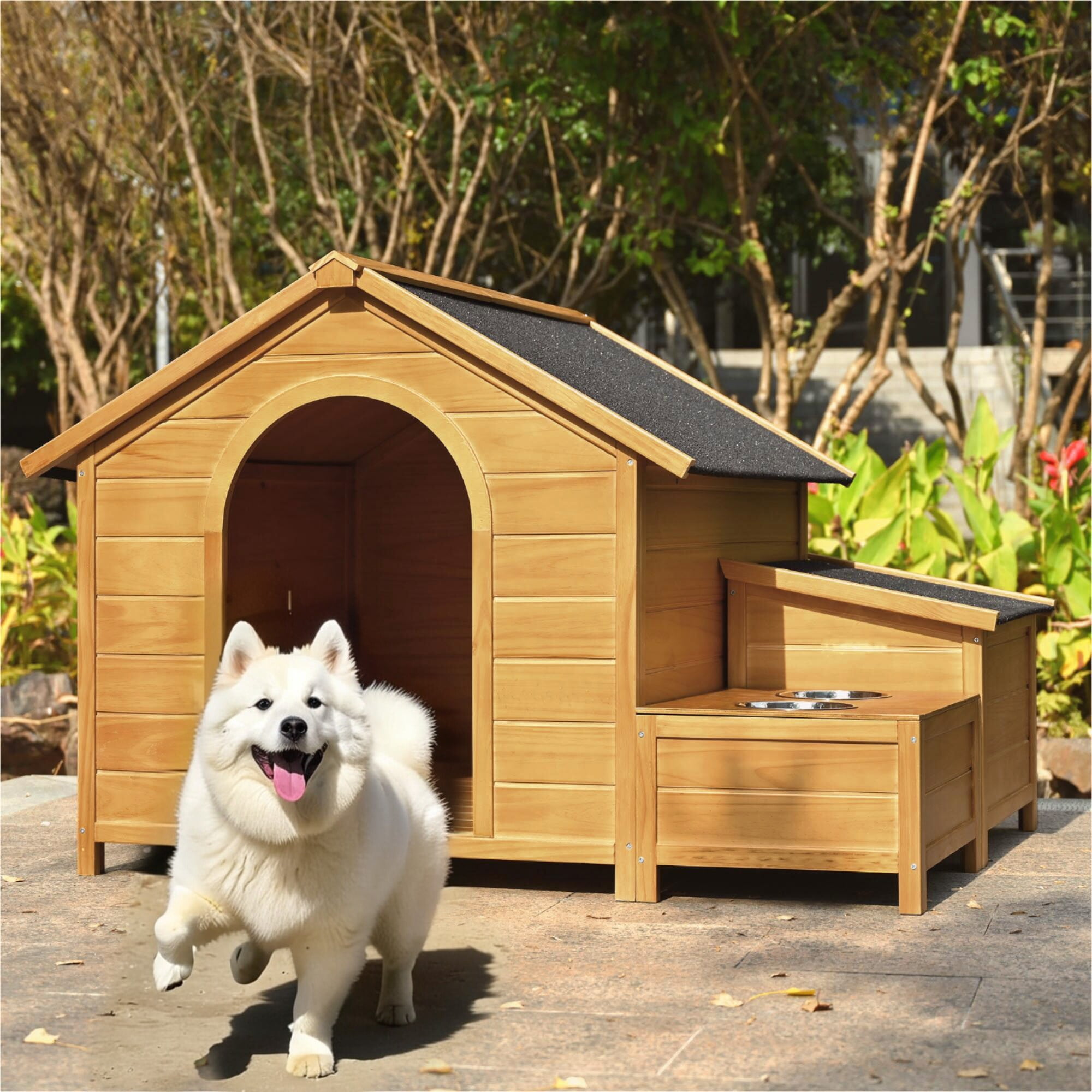 51.18 L x 43.7 W x 37 H Large Size Wooden Dog House Dog Crate For large dog breeds Cabin Style Raised Dog Shelter Walmart Business Supplies