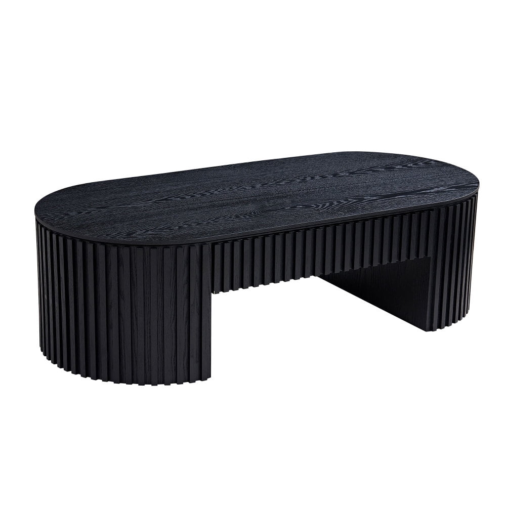 51.18'' Oval Wood Coffee Table With Drawer Mid Century Modern Coffee ...