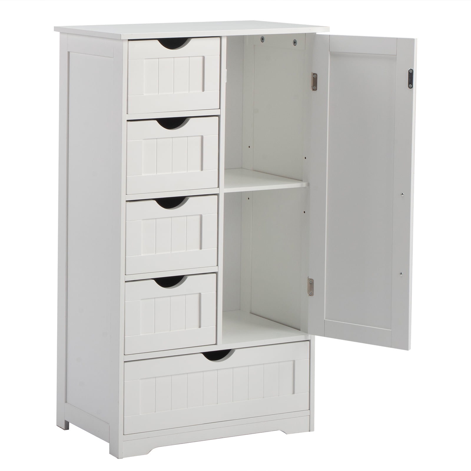 Elegant Vertical Grain Bathroom Cabinet 4 Small Drawers 1 Large Drawer 1 Lower Cabinet Particle Board for Powder Room Master Bathroom