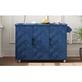 thumbnail image 1 of 51.2 Inch Kitchen Island with Drop Leaf Table, Farmhouse Kitchen Storage Cart with 3D Wave Stripes Ash Veneer, Rolling Kitchen Island with Wheels and Internal Storage Rack, , Navy Blue, 1 of 9