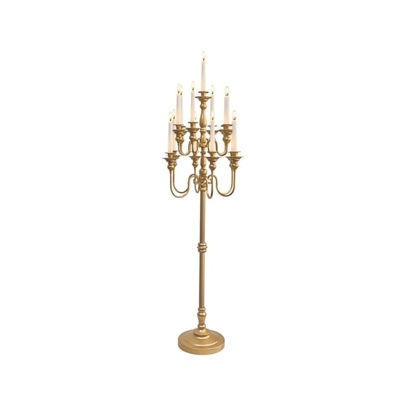 51.2 Inch Tall Gold Iron Floor Candelabra, Large MultiArm Candle Holder for Wedding Party Home Decor