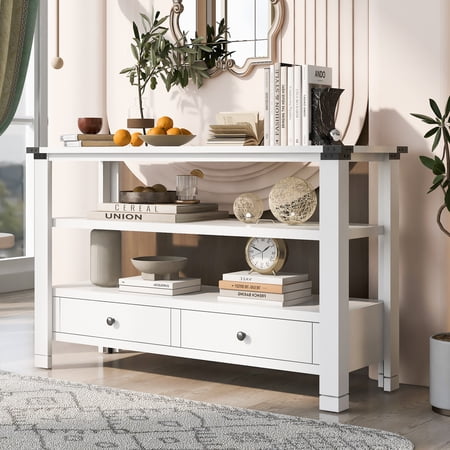 51.2'' Modern Console Table Sofa Table for Living Room with 2 Drawers and 2 Shelves