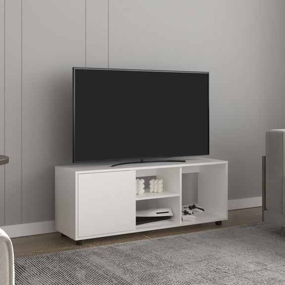 51.2" Wide, 13.7" Deep | Four Shelves for Books and Decor, One Cabinet for Essentials | Quick Assembly, Space - saving Design