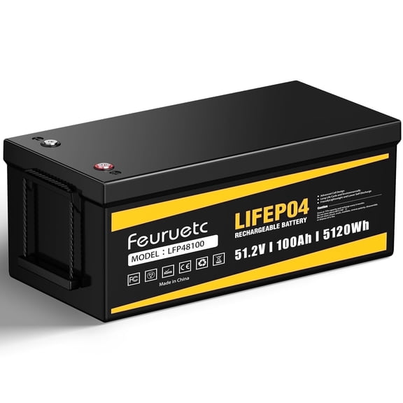 48V 100Ah LiFePO4 Battery, 5000 Deep Cycles, Built-in 100A BMS, Low-Temp Protection, for Golf Carts RVs Off-Grid Systems