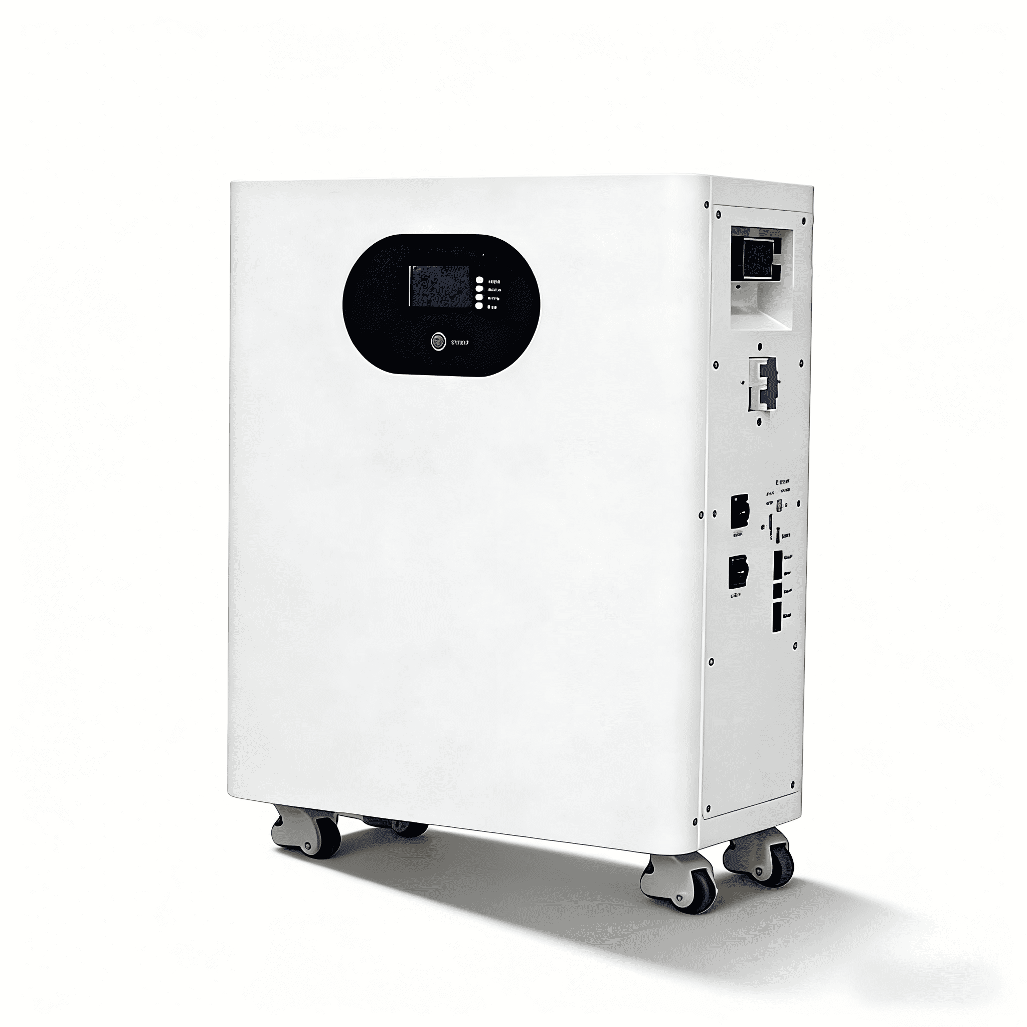 51.2V 300Ah 15KWh Wheeled LiFePO4 Battery with 200A BMS, 6000 Cycles