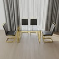thumbnail image 1 of 51" 4-Person Glass Dining Set: Gold-Plated Leg Table & Chairs, Modern Rectangular Tempered Glass Top, Armless PU Dining Chairs, for Kitchen/Dining Room, 1 of 9