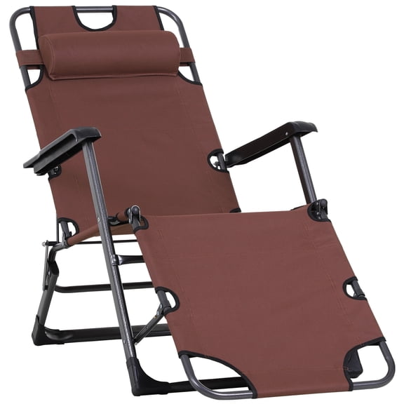 51.5" Folding Chaise Lounge Chair, Adjustable 2-in-1 Pool Chair with Pillow & Pocket
