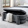 thumbnail image 1 of 51.5" Large Storage Ottoman Bench for Bedroom, Upholstered Linen End of Bed Bench with Hidden Storage, 250 lbs Capacity, Entryway Shoe Bench Seat, No Assembly, Gray, 1 of 9