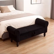 51.5 Upholstered Storage Ottoman Bench with Hinged Lid, Freestanding Corduroy Bed End Bench, Hidden Storage Footrest