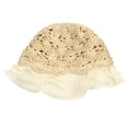 thumbnail image 1 of 51-52cm hat circumference children's straw hat ruffled basin hat pleated lace fisherman hat sun hat - Beige, 1 of 5