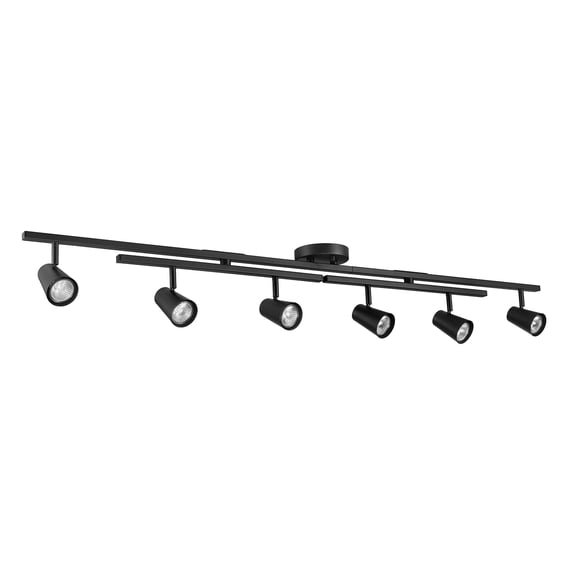 51" 6-Light Adjustable Track Lighting, Matte Black, Center Swivel Bars, Pivoting Track Heads, Ceiling Light, Home Improvement