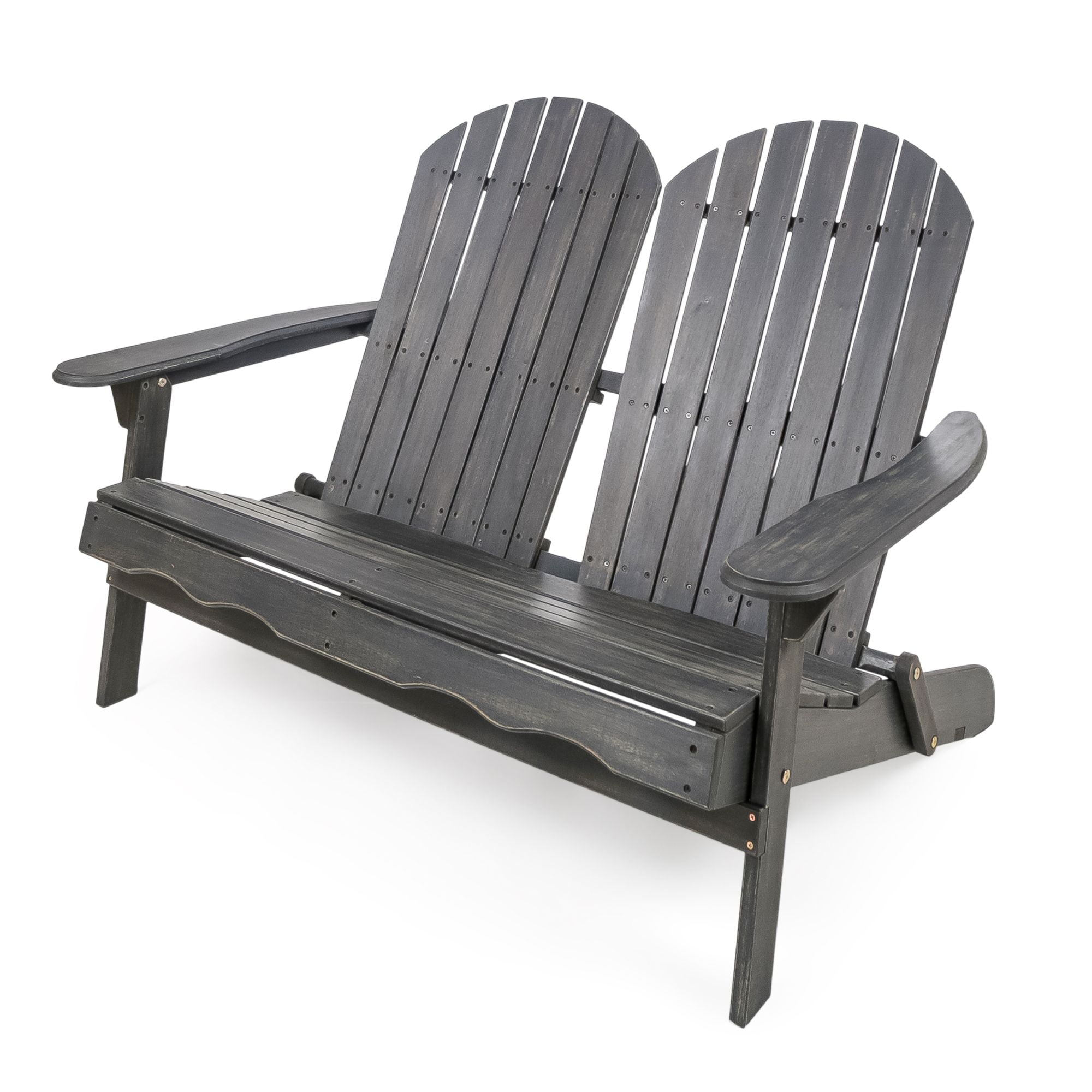 51.75" Gray Contemporary Outdoor Patio Adirondack Loveseat