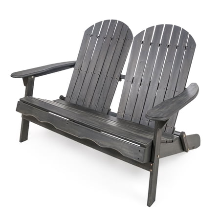 51.75" Gray Contemporary Outdoor Patio Adirondack Loveseat