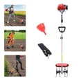 thumbnail image 1 of 51.7CC 2-Stroke Long Pole Mini Gas Tiller, 9" Working Width Cordless Handheld Weeding Soil Loosening Machine for Garden Farm, 1 of 19
