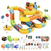 51/81/123PCS Magical Track Train USB Rechargeable 3D Building Tracks Cube Rails STEM Educational Toys Christmas Birthday Gift